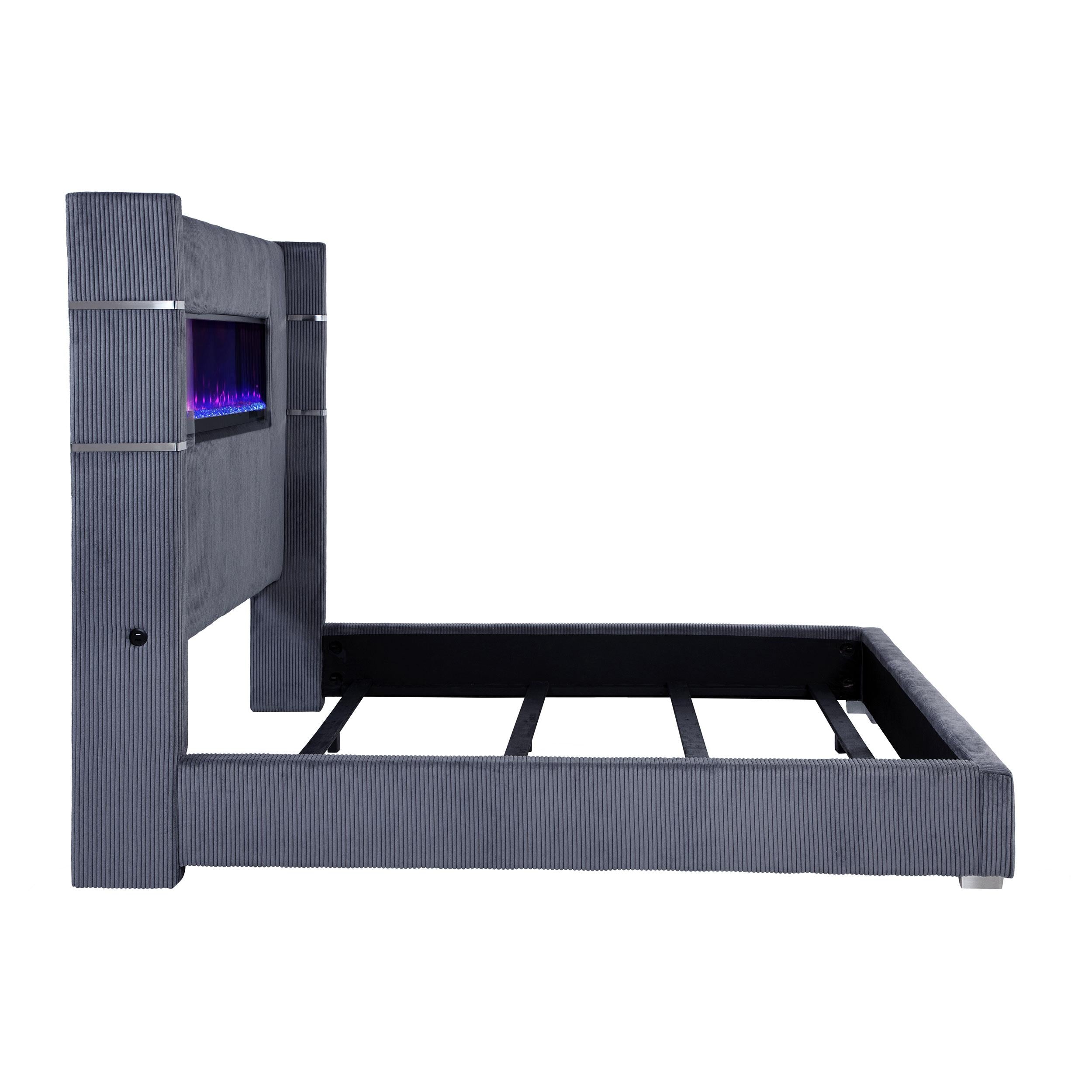 Tisdall Wingback Bed with Flame Visualizer - Ideal Furniture (Fresno,CA)