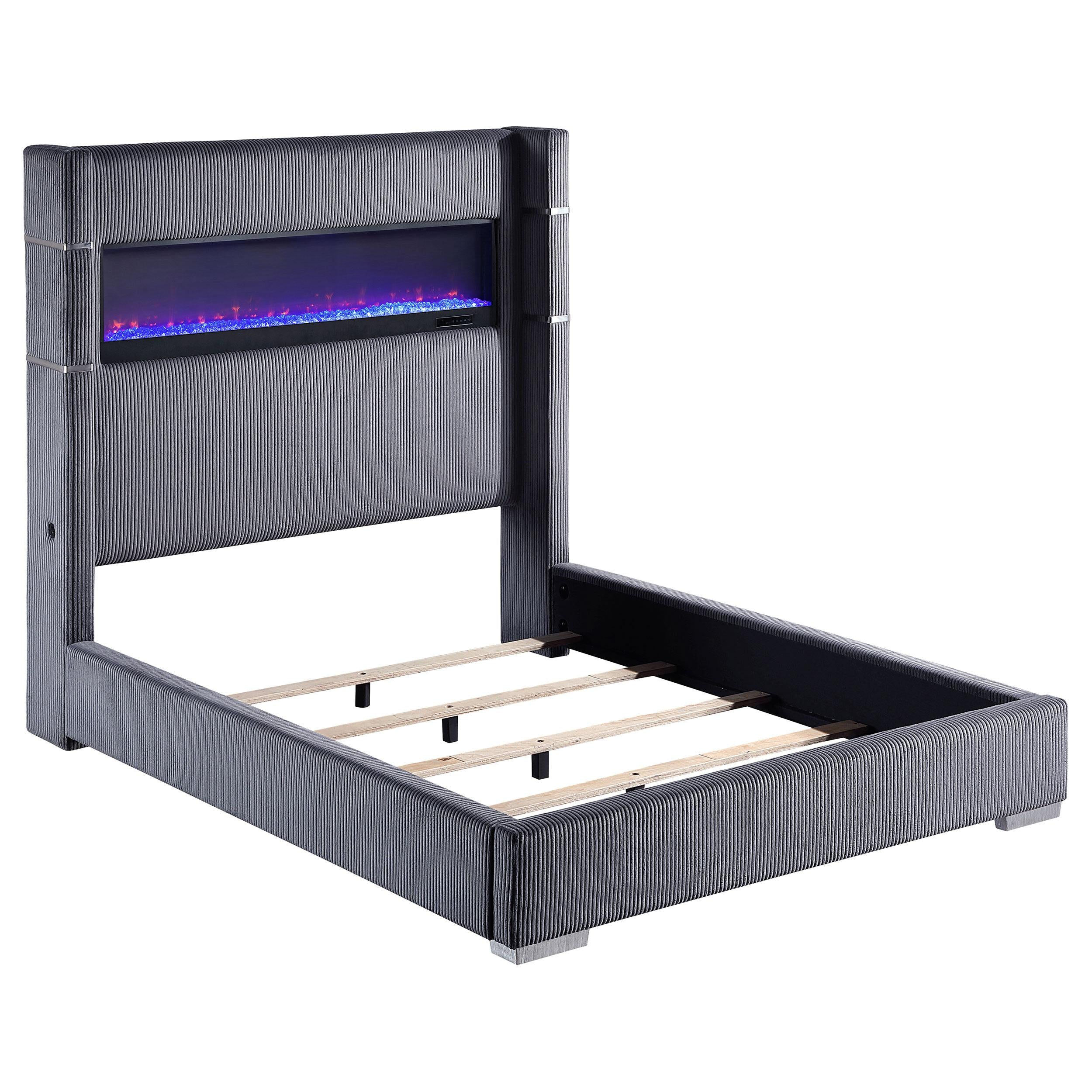 Tisdall Wingback Bed with Flame Visualizer - Ideal Furniture (Fresno,CA)