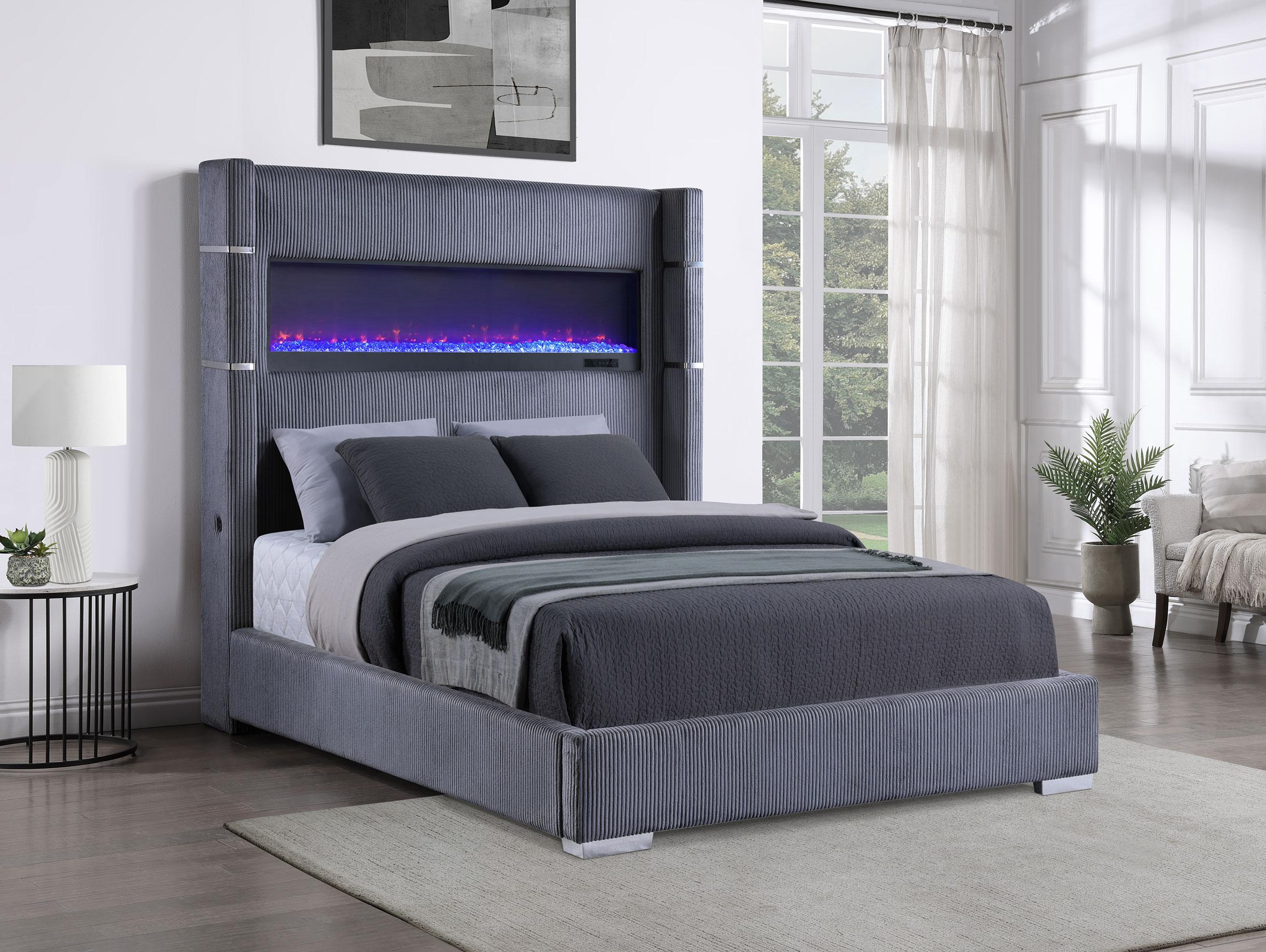Tisdall Wingback Bed with Flame Visualizer - Ideal Furniture (Fresno,CA)