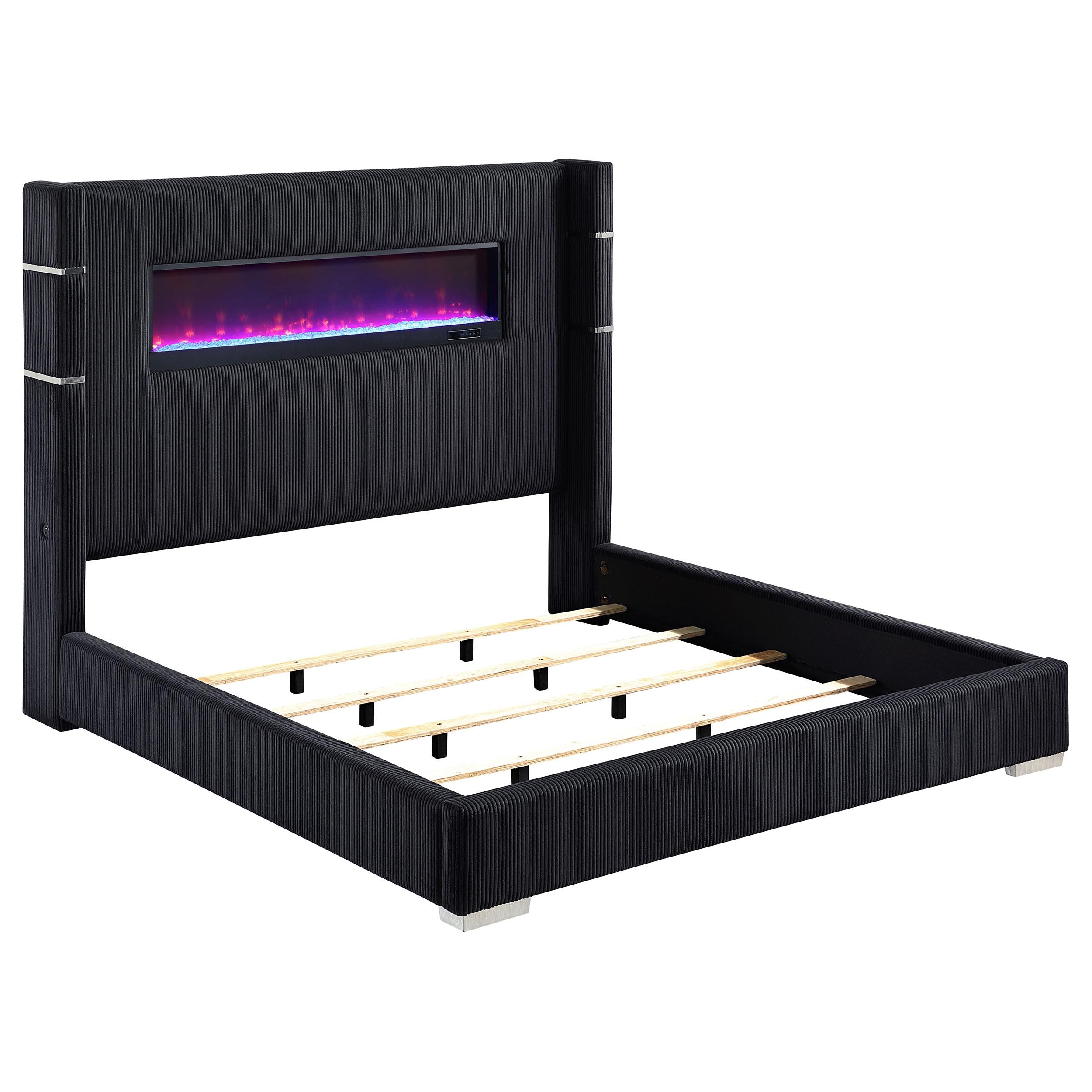 Tisdall Wingback Bed with Flame Visualizer - Ideal Furniture (Fresno,CA)