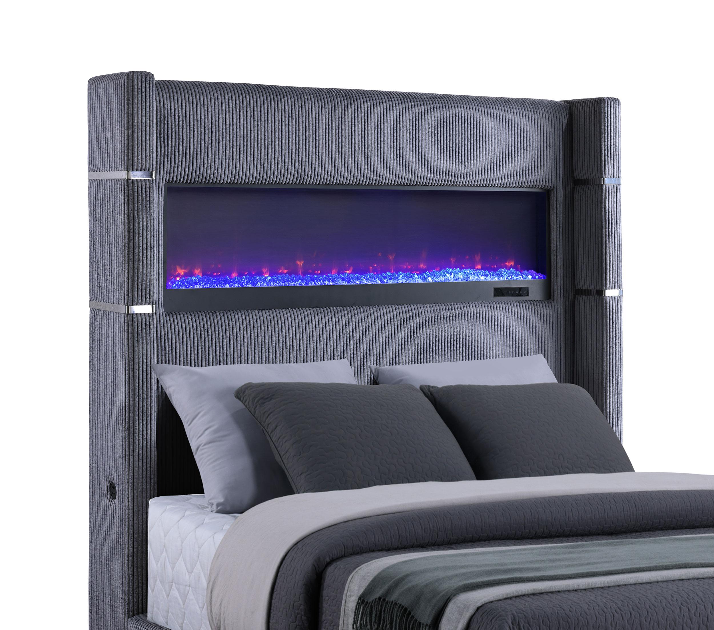Tisdall Wingback Bed with Flame Visualizer - Ideal Furniture (Fresno,CA)