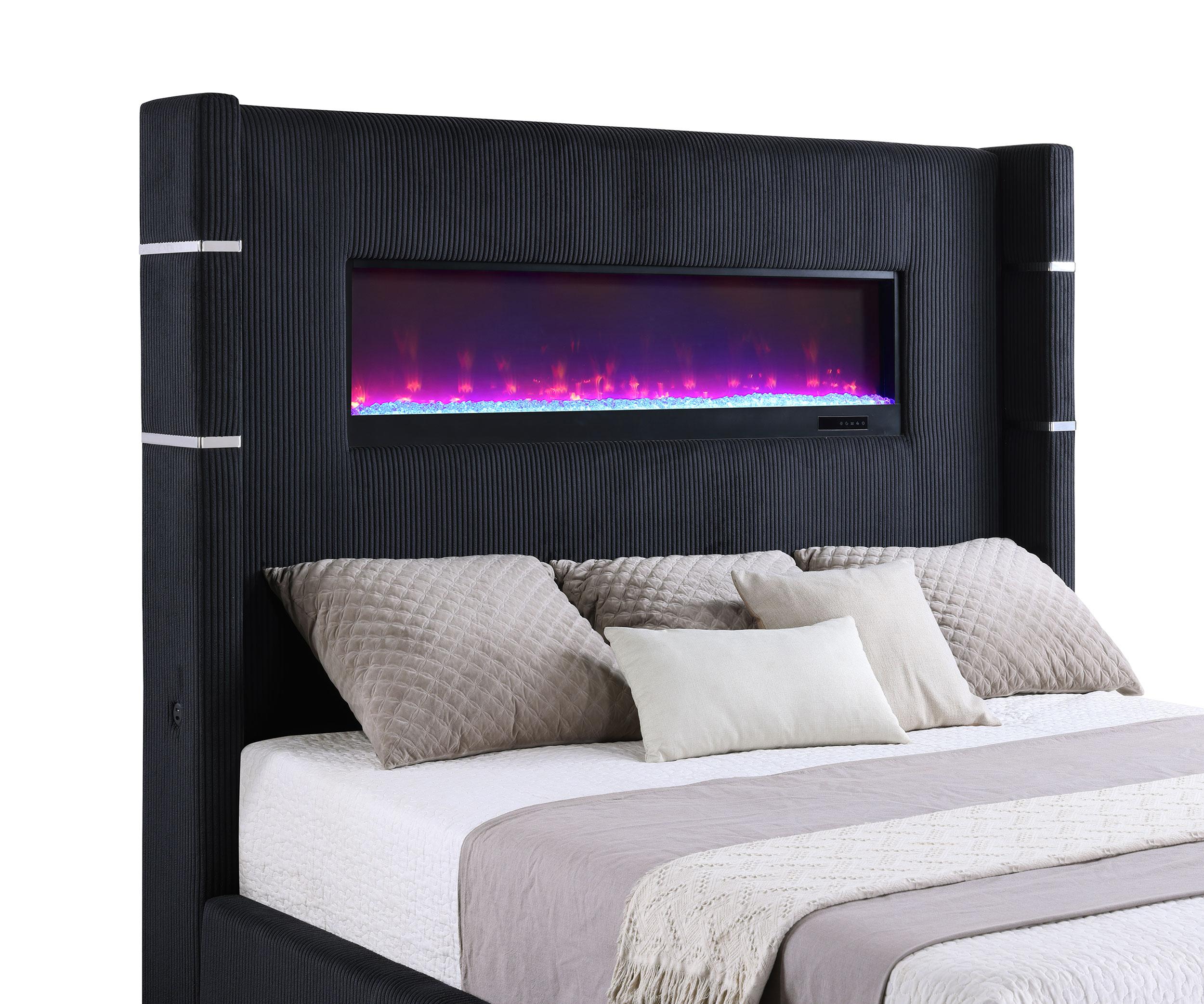 Tisdall Wingback Bed with Flame Visualizer - Ideal Furniture (Fresno,CA)