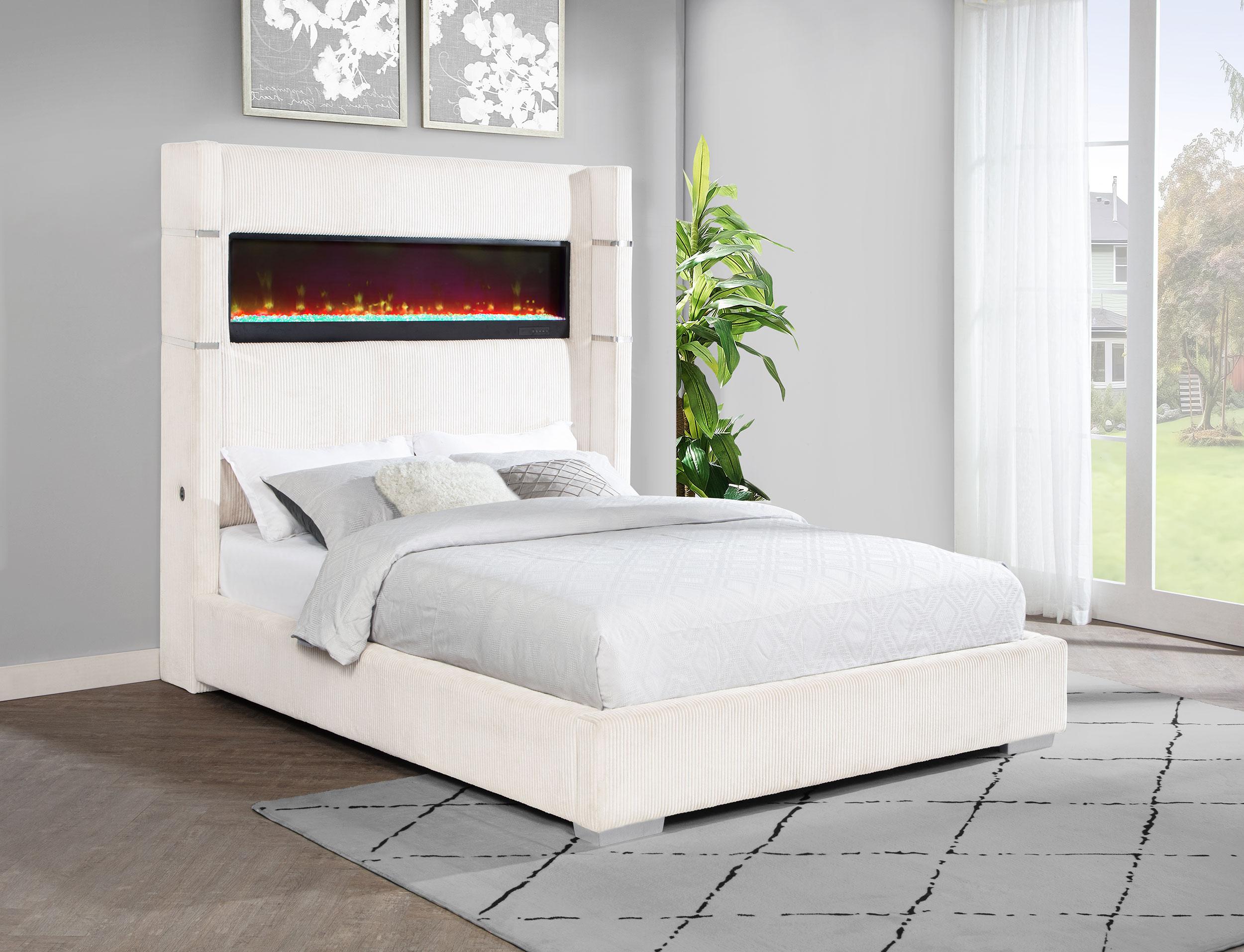 Tisdall Wingback Bed with Flame Visualizer - Ideal Furniture (Fresno,CA)
