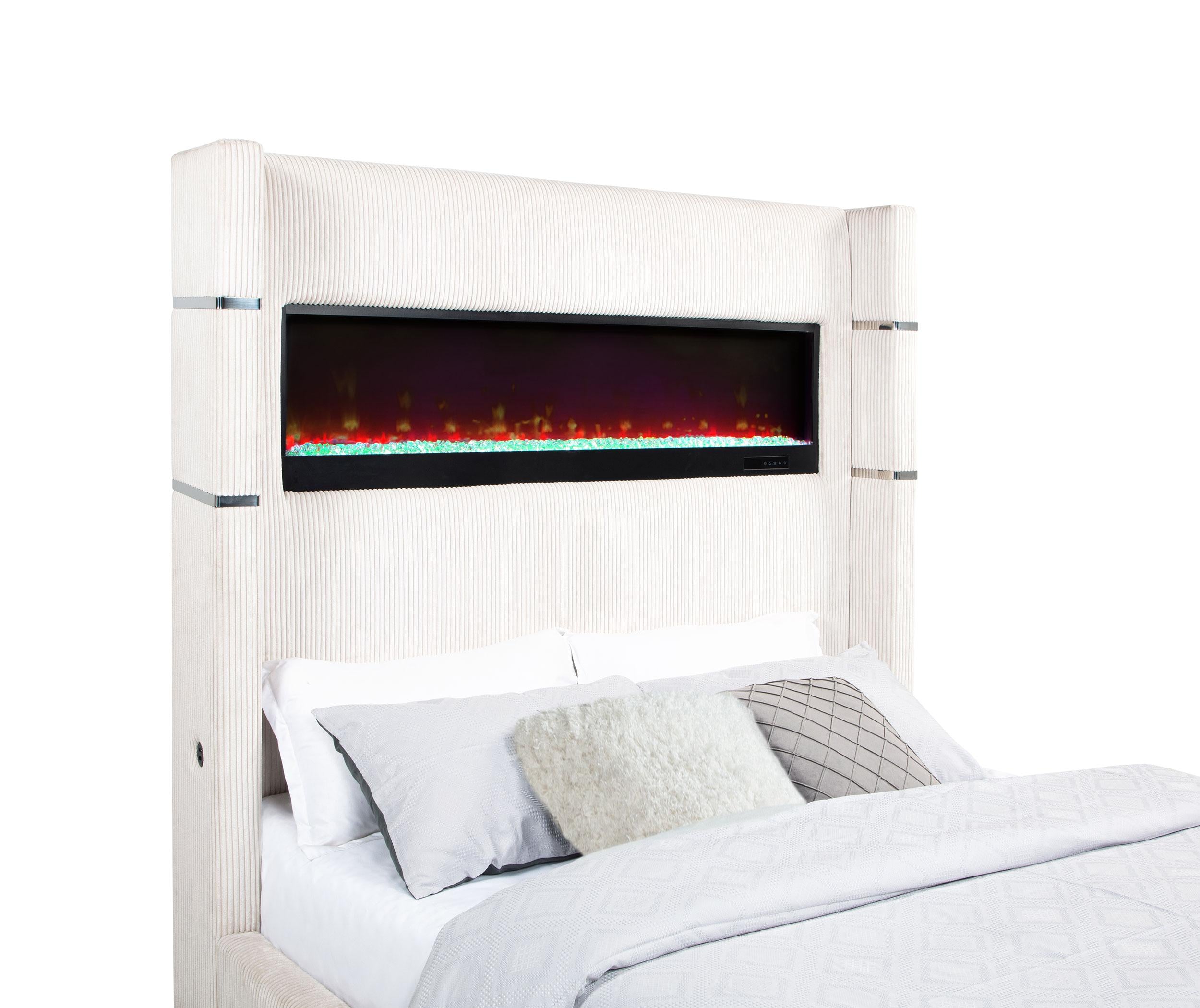 Tisdall Wingback Bed with Flame Visualizer - Ideal Furniture (Fresno,CA)