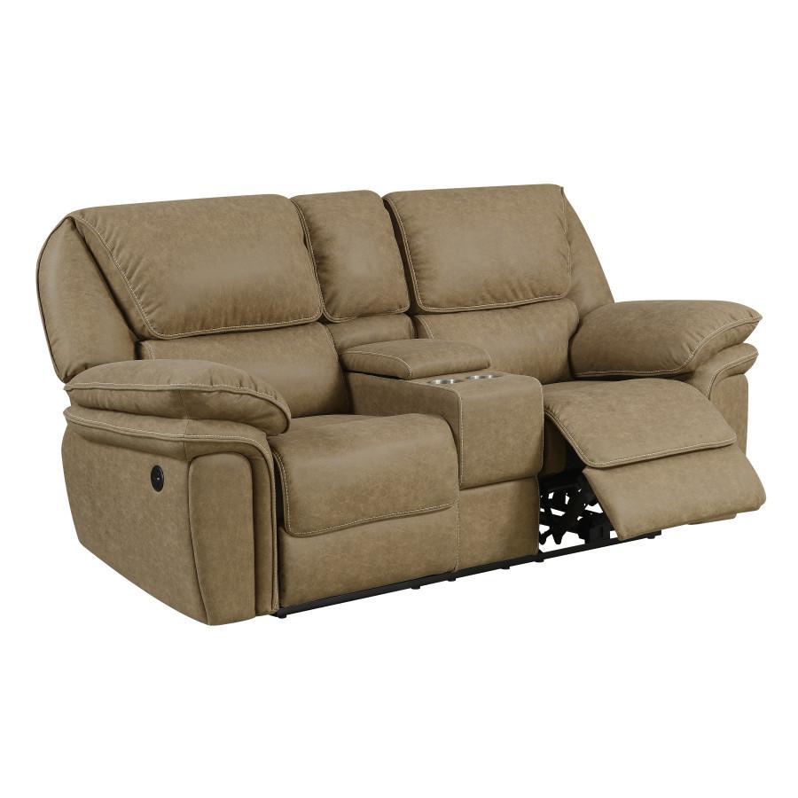 Emerald Home Allyn Power Console Loveseat in Desert Khaki - Ideal Furniture (Fresno,CA)