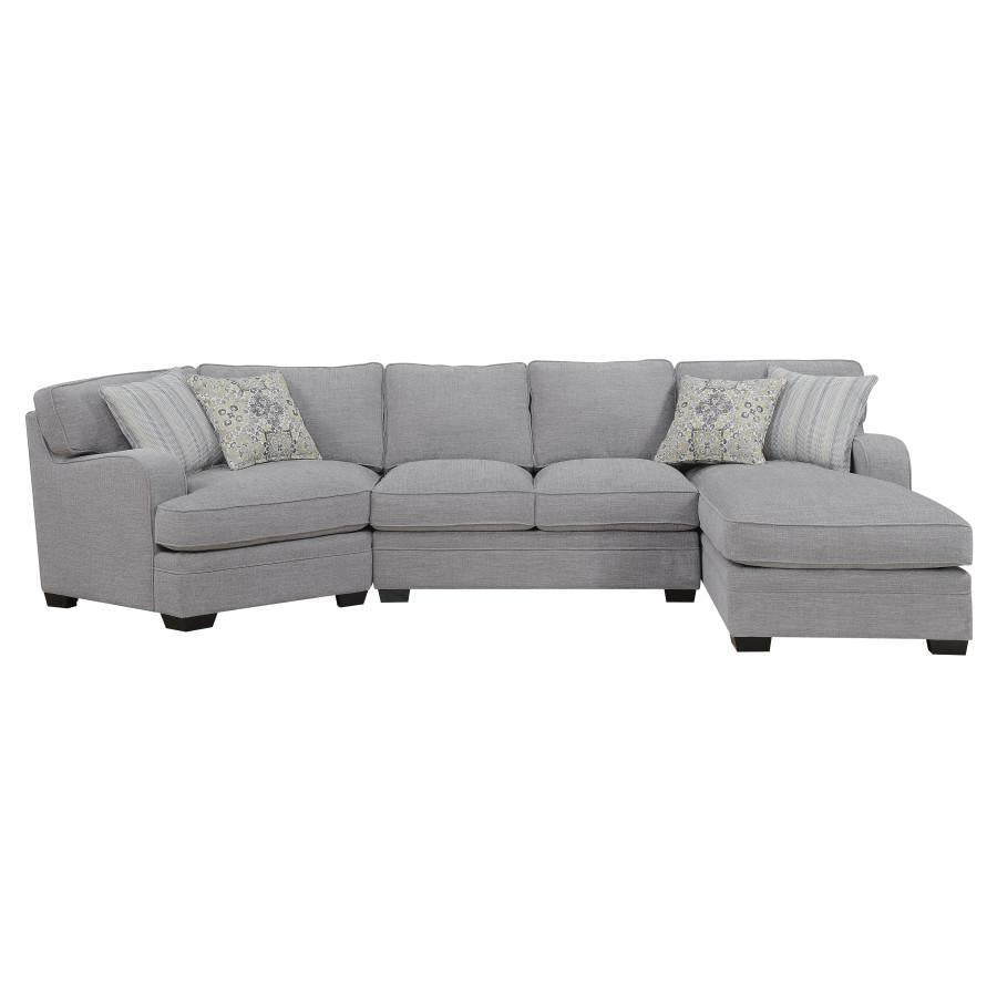 Emerald Home Furnishings Analiese 3pc Sectional Sofa in Grey - Ideal Furniture (Fresno,CA)