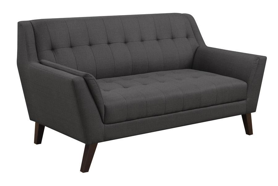 Emerald Home Furnishings Binetti Loveseat in Charcoal - Ideal Furniture (Fresno,CA)
