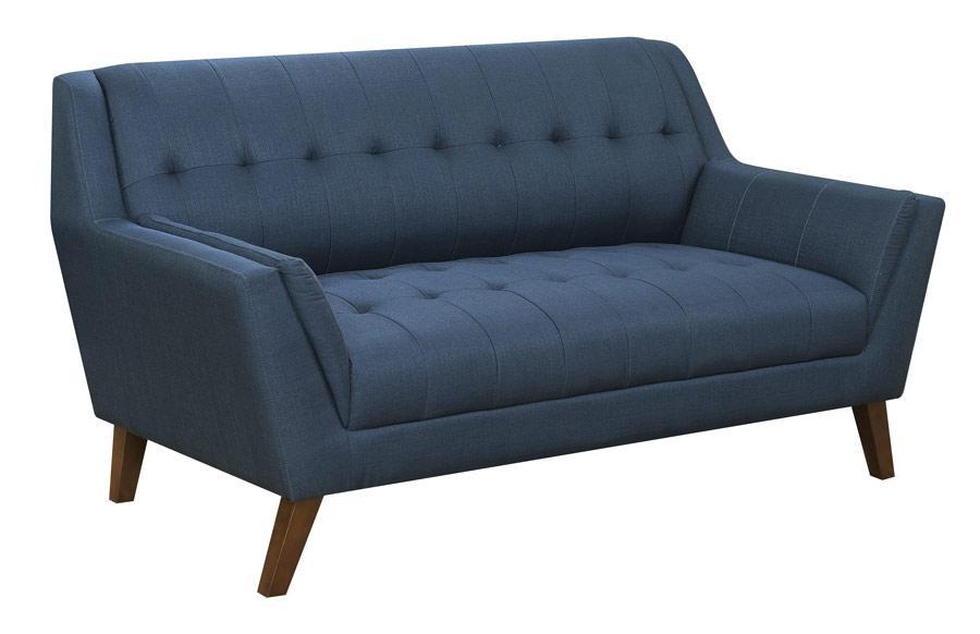 Emerald Home Furnishings Binetti Loveseat in Navy - Ideal Furniture (Fresno,CA)