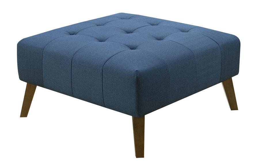 Emerald Home Furnishings Binetti Ottoman in Navy - Ideal Furniture (Fresno,CA)