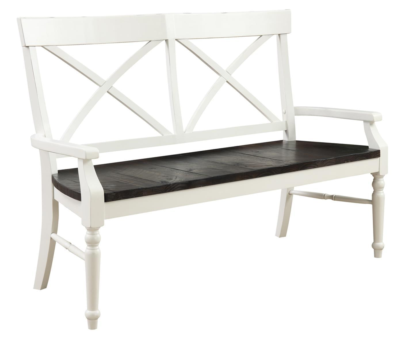 Emerald Home Mountain Retreat Bench in Antique White/Brown - Ideal Furniture (Fresno,CA)