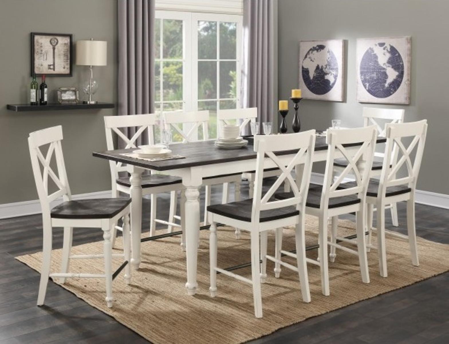 Emerald Home Mountain Retreat Gathering Dining Table in Antique White/Brown - Ideal Furniture (Fresno,CA)