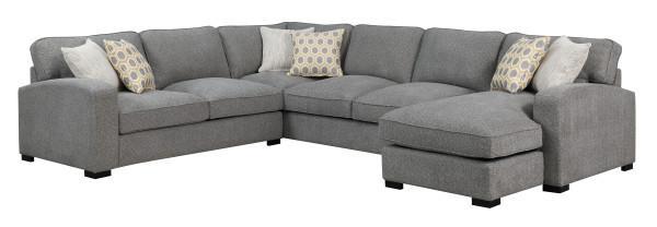 Emerald Home Furnishings Repose 3pc Sectional Sofa w/6 Pillows in Charcoal U4174-11-12-31-33-K