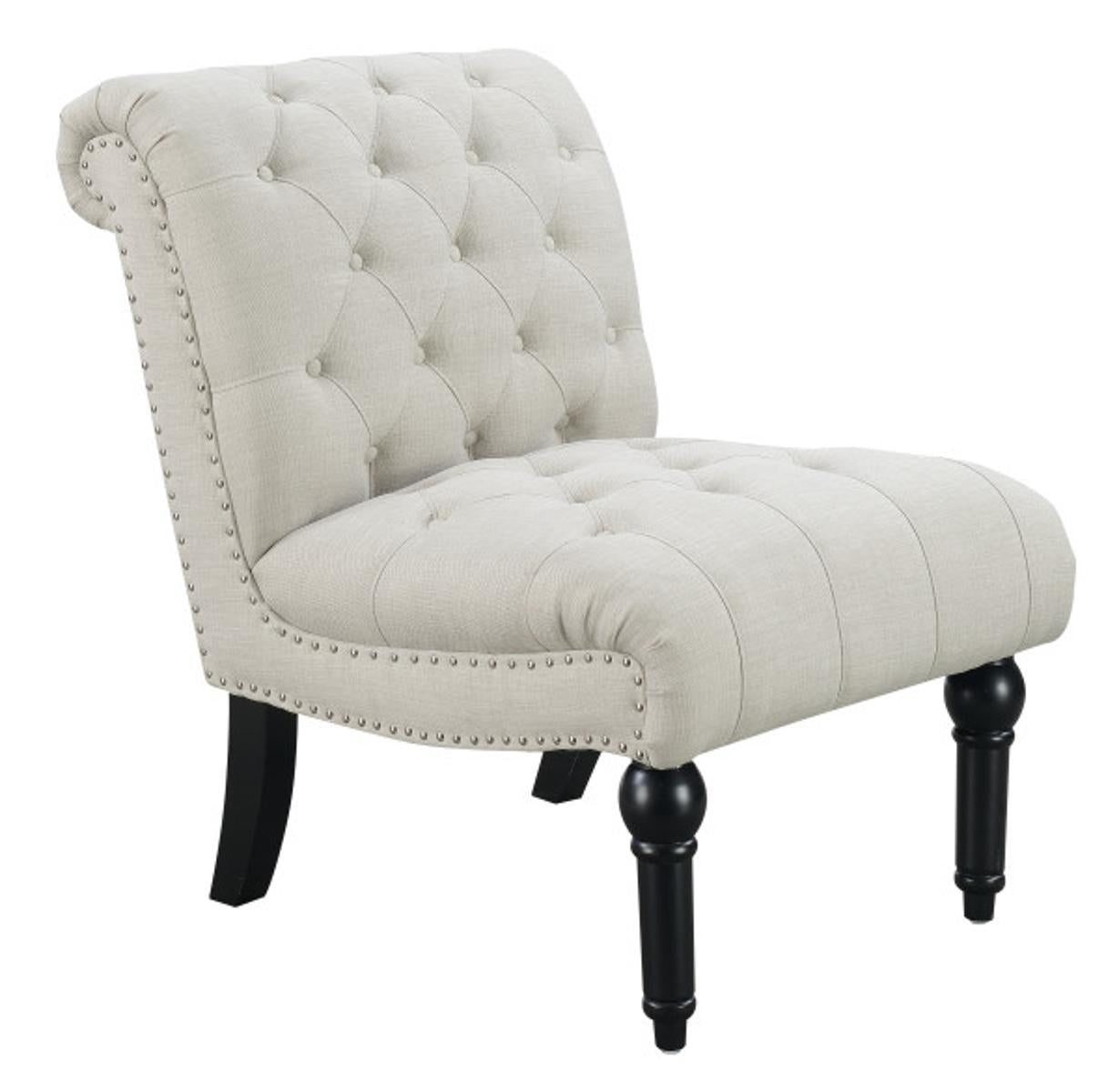 Emerald Home Hutton II Armless Accent Chair in Beige - Ideal Furniture (Fresno,CA)