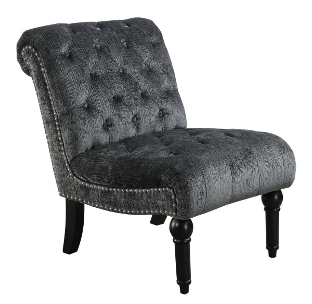 Emerald Home Hutton II Armless Accent Chair in Bliss Charcoal - Ideal Furniture (Fresno,CA)