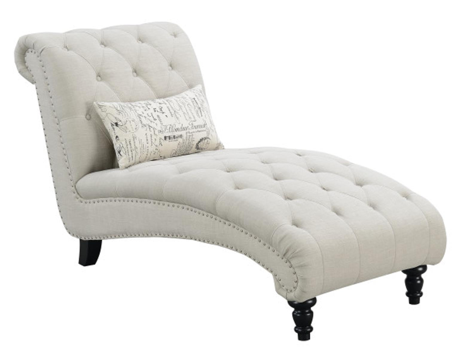 Emerald Home Hutton II Chaise w/ 1 Kidney Pillow in Beige - Ideal Furniture (Fresno,CA)