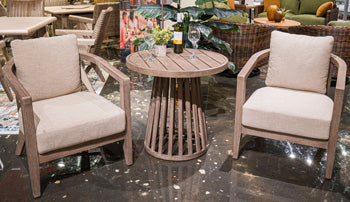 Joy Lagoon Outdoor Chairs with Cushions/Table (Set of 3) - Ideal Furniture (Fresno,CA)