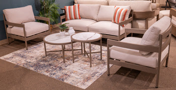 Bluff Trail Outdoor Love/Chairs/Tables Set (Set of 5) - Ideal Furniture (Fresno,CA)