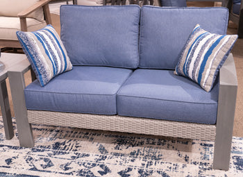 Half Moon Beach Outdoor Loveseat with Cushion - Ideal Furniture (Fresno,CA)