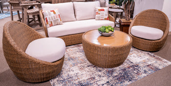 Double Point Outdoor Loveseat/2 Swivel Chairs (Set of 3) - Ideal Furniture (Fresno,CA)