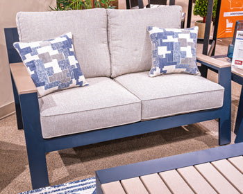 East Beach Outdoor Loveseat with Cushion - Ideal Furniture (Fresno,CA)