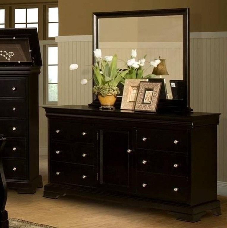 New Classic Belle Rose Landscape Mirror in Black Cherry Finish - Ideal Furniture (Fresno,CA)