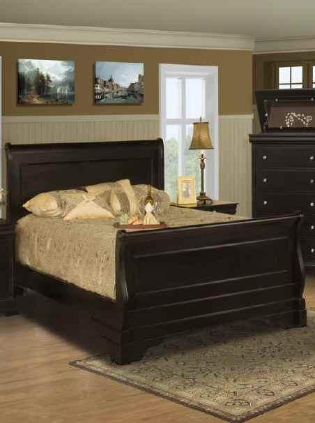 New Classic Belle Rose California King Sleigh Bed in Black Cherry