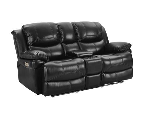 New Classic Flynn Console Loveseat (No Reading Light) in Premier Black - Ideal Furniture (Fresno,CA)