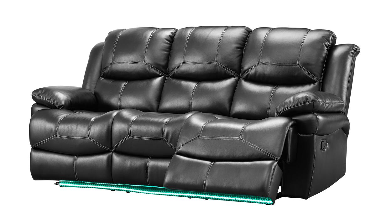 New Classic Flynn Power Sofa (Lights) in Premier Black - Ideal Furniture (Fresno,CA)