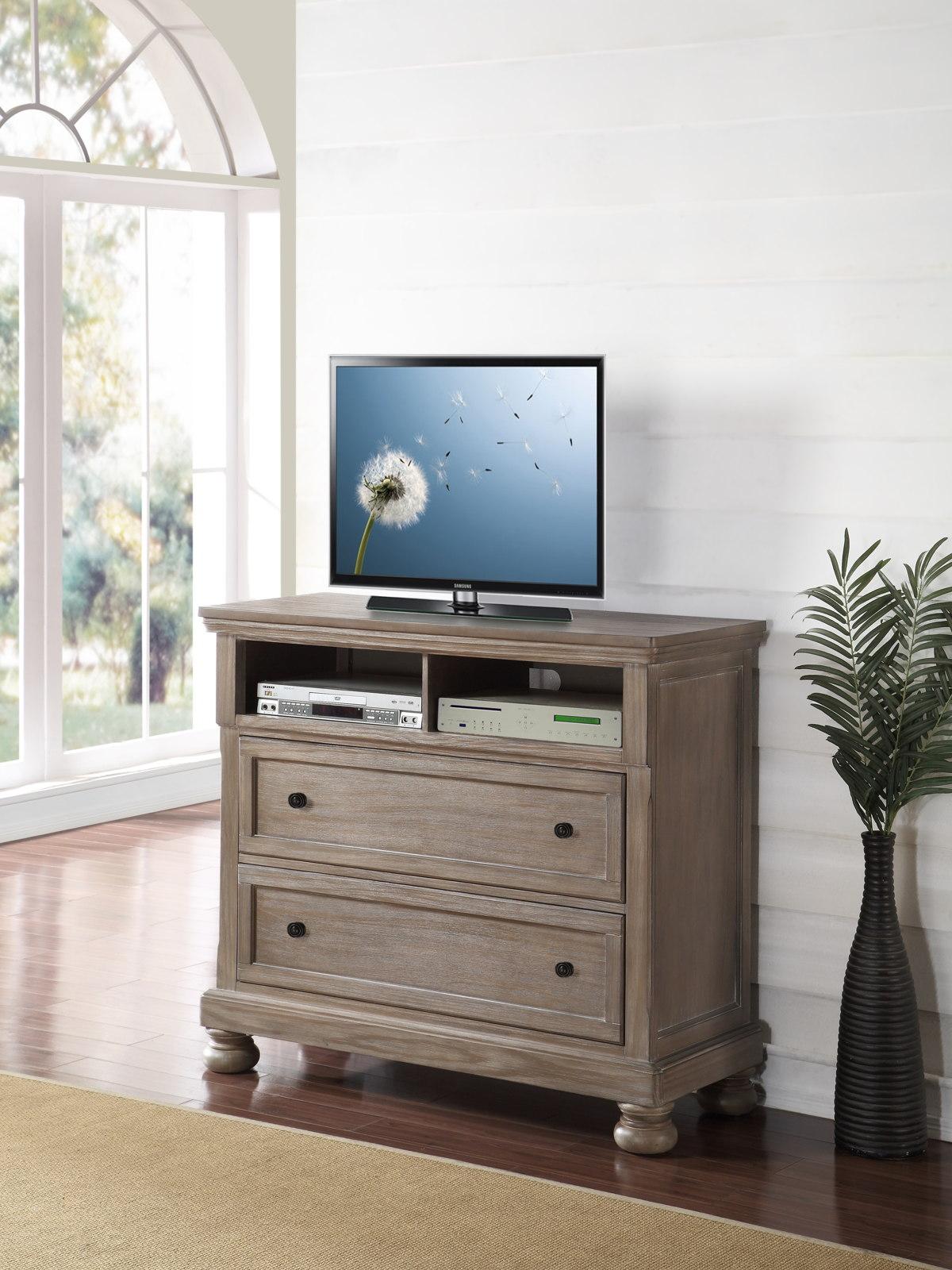 New Classic Furniture Allegra Media Console in Pewter - Ideal Furniture (Fresno,CA)