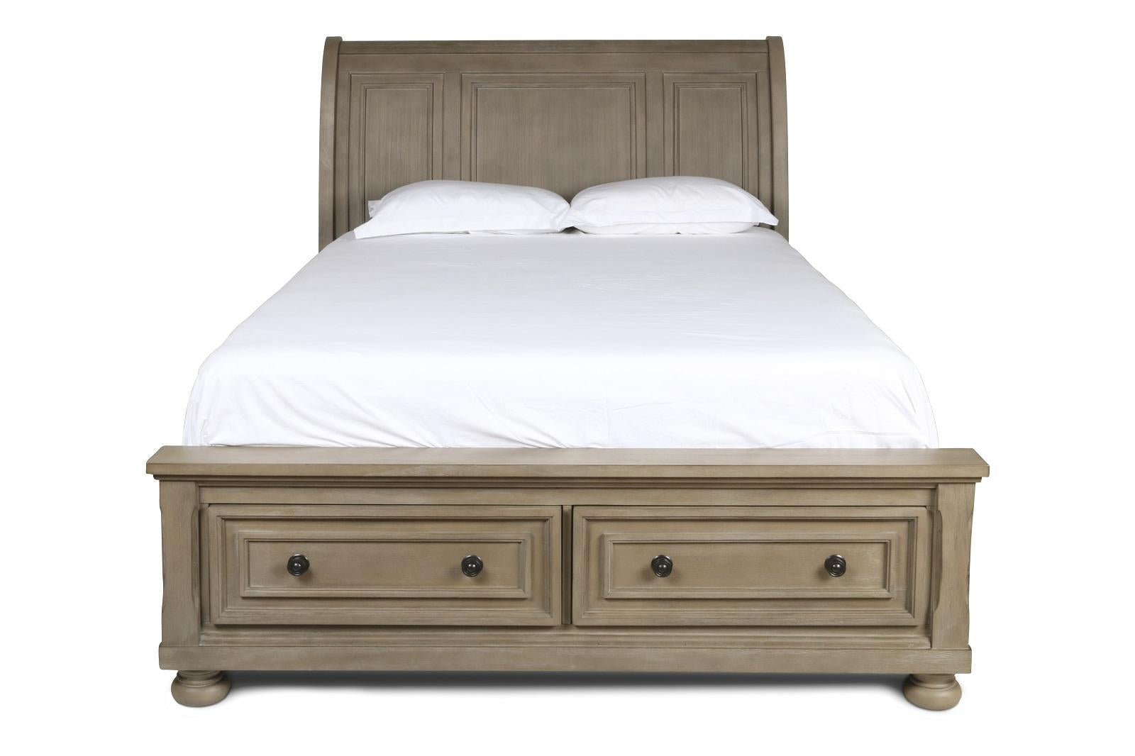 New Classic Furniture Allegra King Storage Bed in Pewter - Ideal Furniture (Fresno,CA)