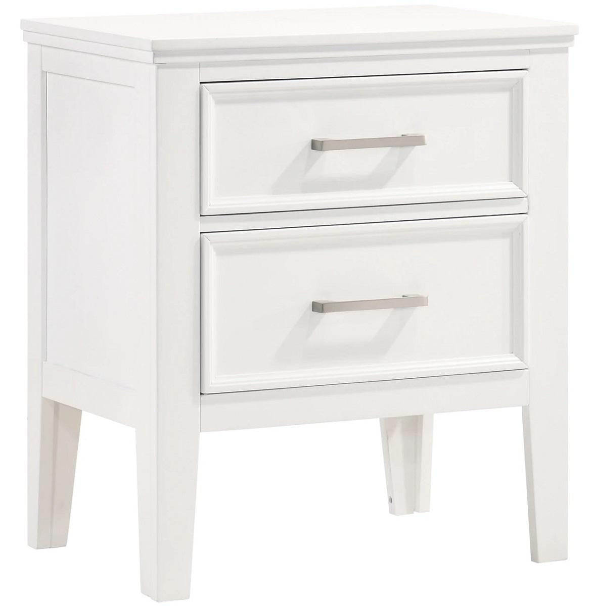 New Classic Furniture Andover 2 Drawer Nightstand in White - Ideal Furniture (Fresno,CA)