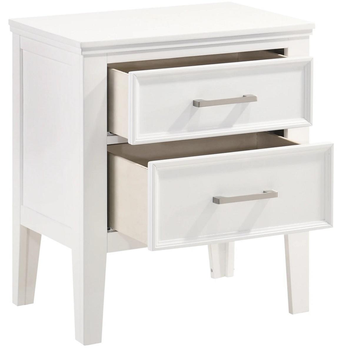 New Classic Furniture Andover 2 Drawer Nightstand in White - Ideal Furniture (Fresno,CA)