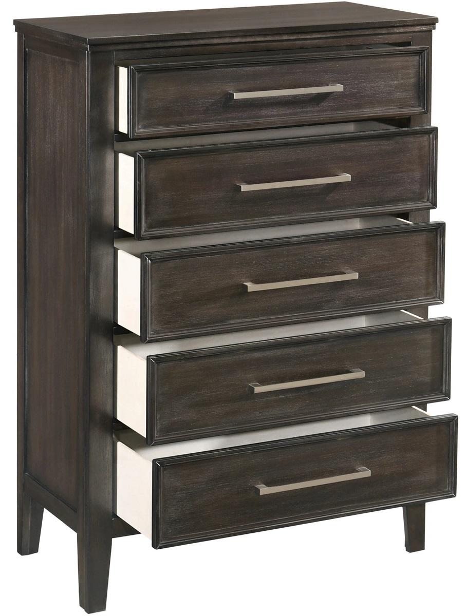 New Classic Furniture Andover 5 Drawer Chest in Nutmeg - Ideal Furniture (Fresno,CA)
