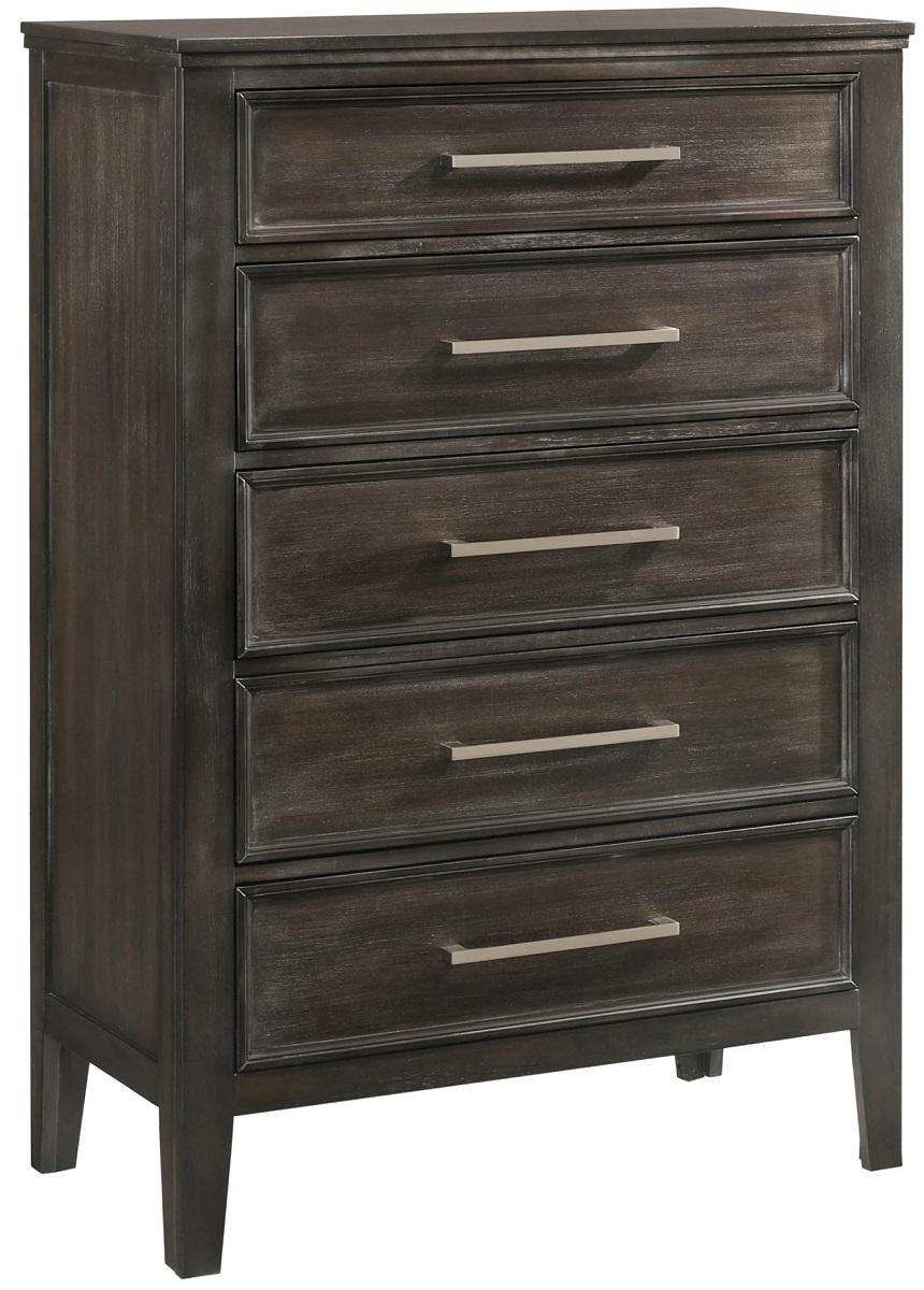 New Classic Furniture Andover 5 Drawer Chest in Nutmeg - Ideal Furniture (Fresno,CA)