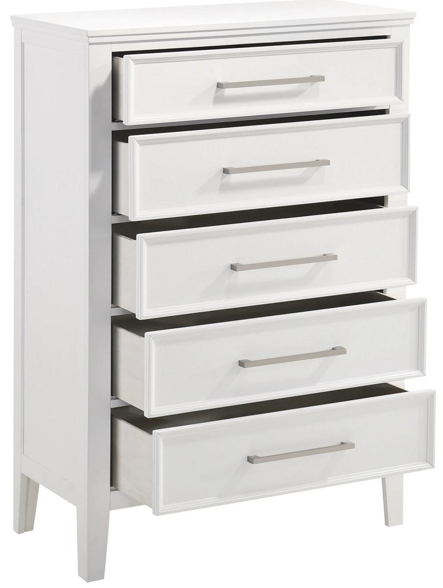 New Classic Furniture Andover 5 Drawer Chest in White - Ideal Furniture (Fresno,CA)