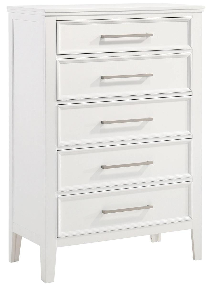 New Classic Furniture Andover 5 Drawer Chest in White - Ideal Furniture (Fresno,CA)