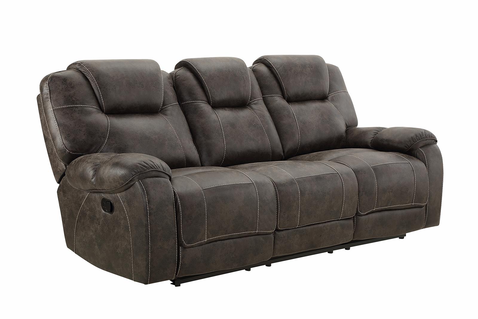 New Classic Furniture Anton Dual Recliner Sofa with Power Footrest in Chocolate - Ideal Furniture (Fresno,CA)