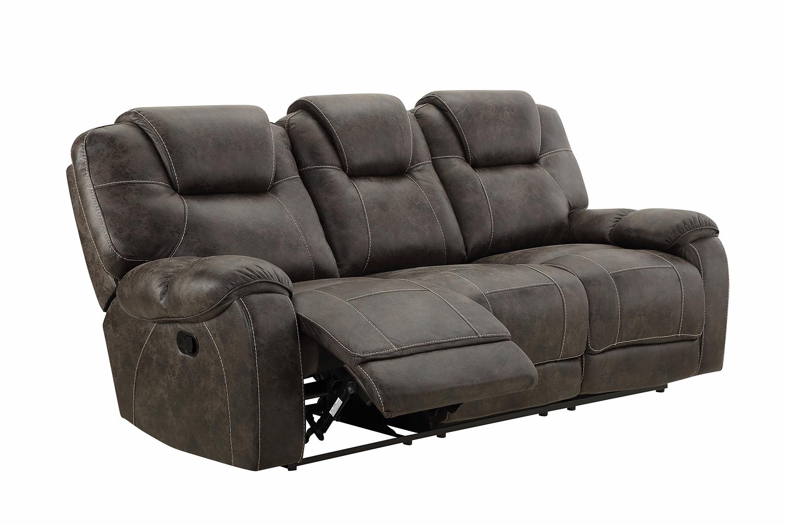 New Classic Furniture Anton Dual Recliner Sofa with Power Footrest in Chocolate - Ideal Furniture (Fresno,CA)
