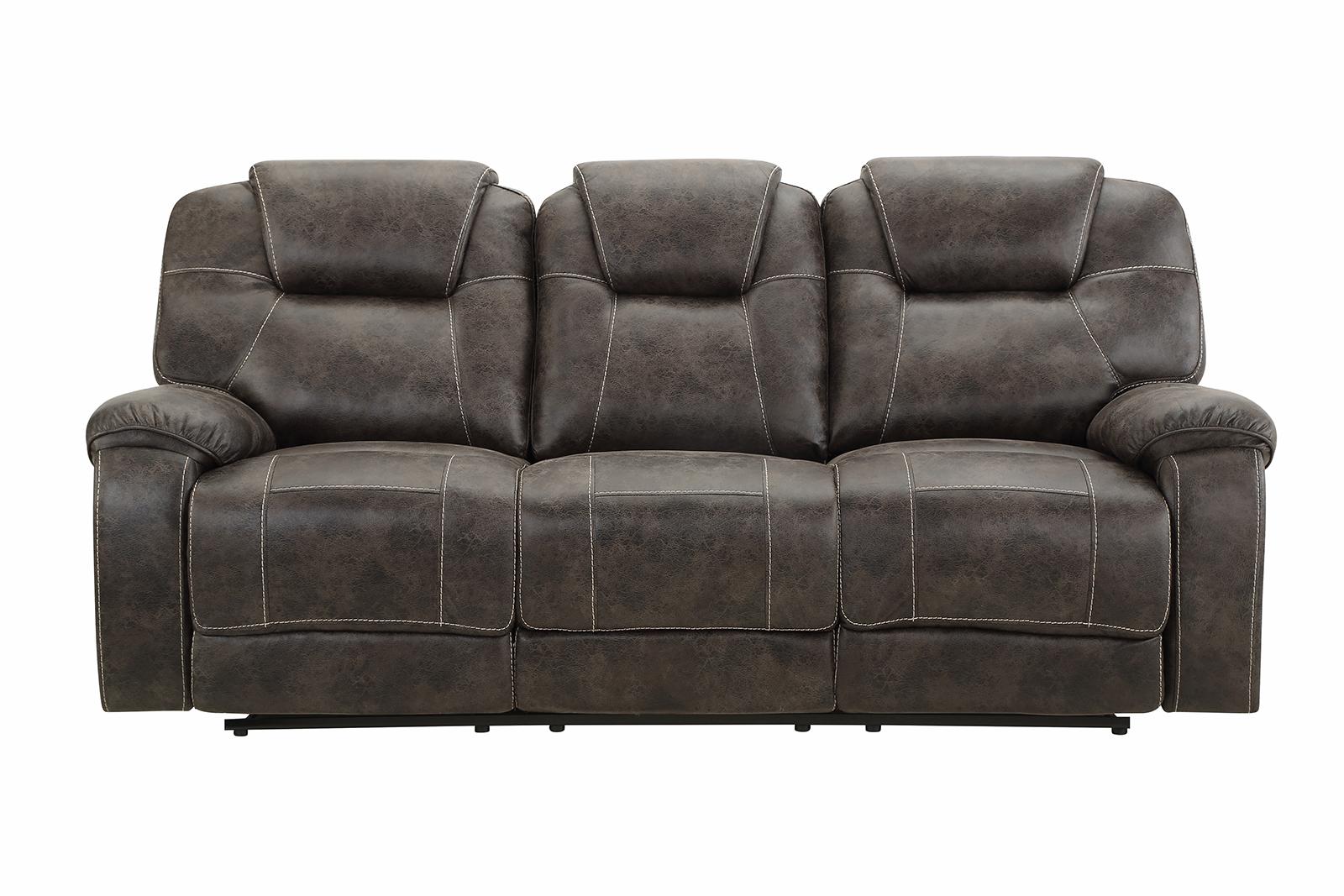 New Classic Furniture Anton Dual Recliner Sofa with Power Footrest in Chocolate - Ideal Furniture (Fresno,CA)