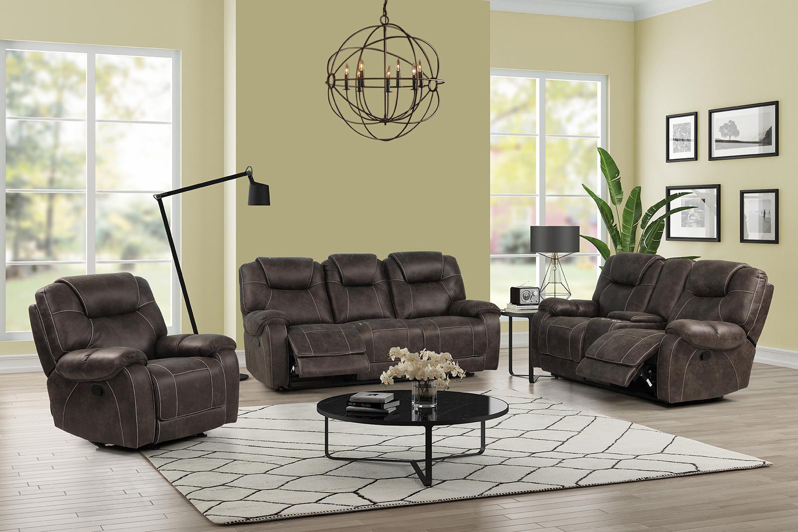 New Classic Furniture Anton Dual Recliner Sofa in Chocolate - Ideal Furniture (Fresno,CA)