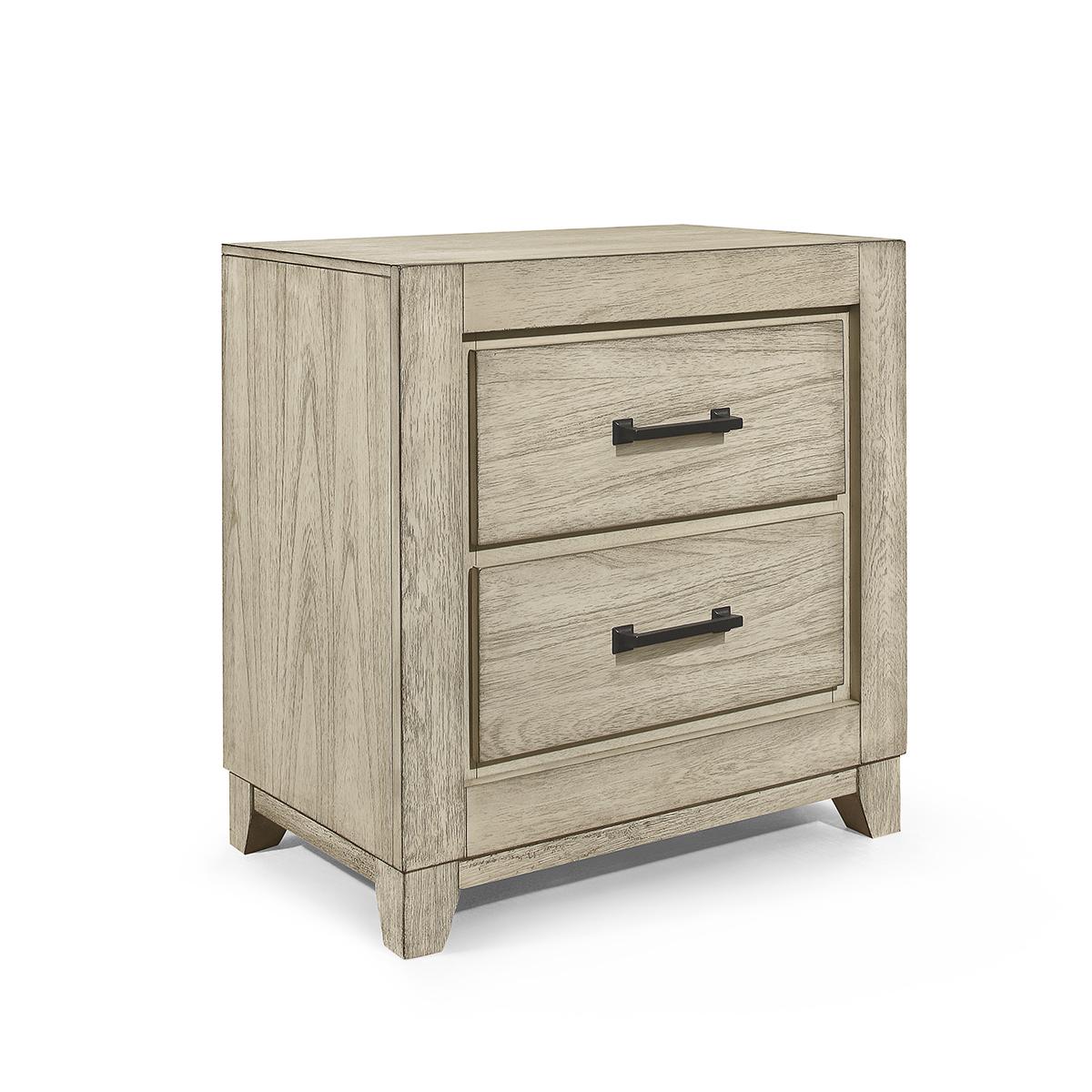 New Classic Furniture Ashland 2 Drawer Nightstand in Rustic White - Ideal Furniture (Fresno,CA)