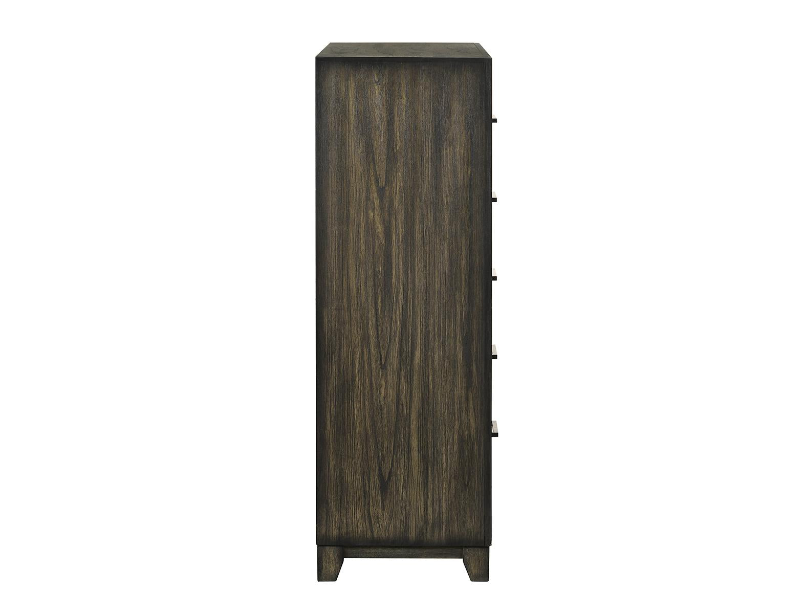 New Classic Furniture Ashland 5 Drawer Chest in Rustic Brown - Ideal Furniture (Fresno,CA)