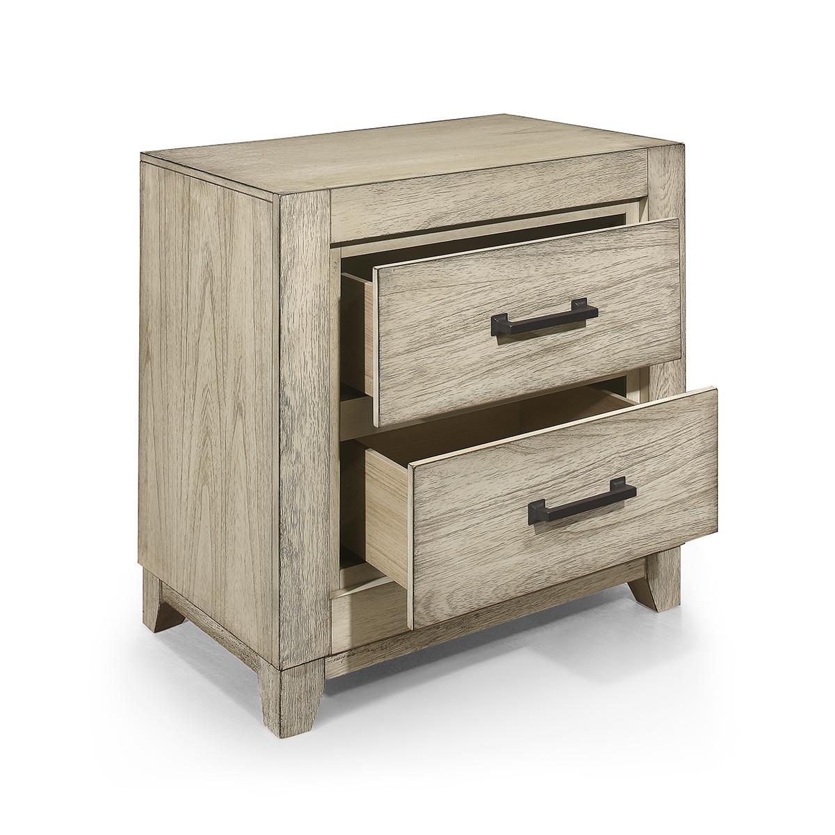 New Classic Furniture Ashland 2 Drawer Nightstand in Rustic White - Ideal Furniture (Fresno,CA)