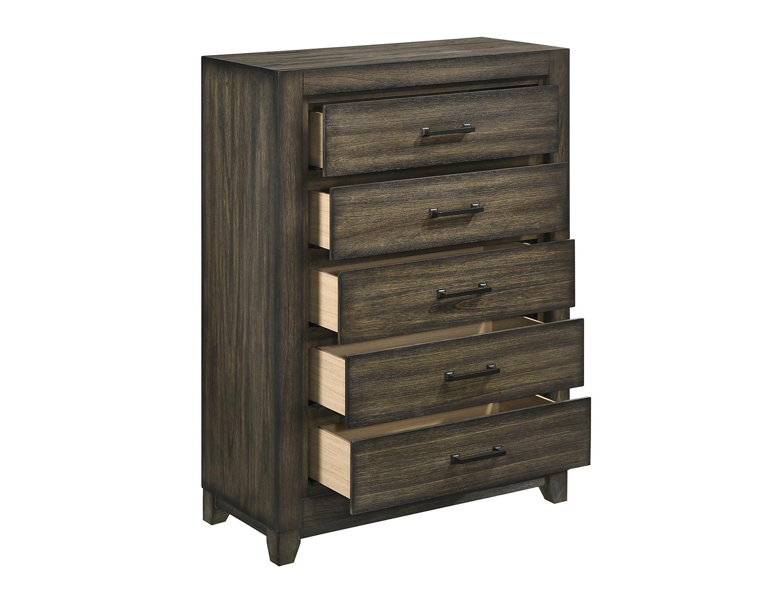 New Classic Furniture Ashland 5 Drawer Chest in Rustic Brown - Ideal Furniture (Fresno,CA)