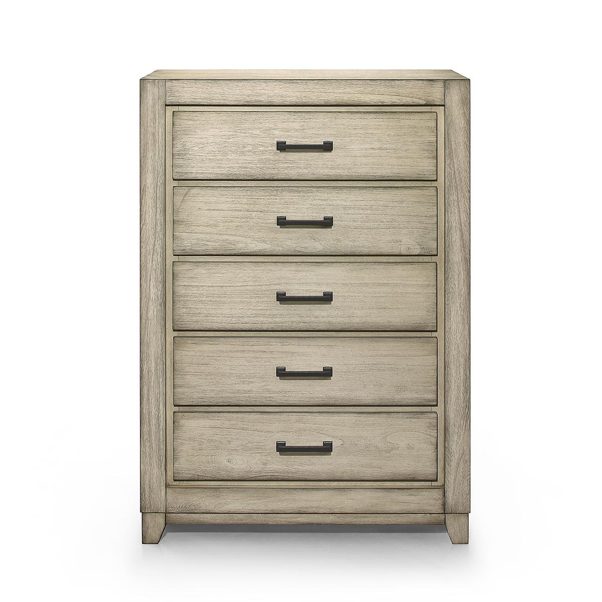 New Classic Furniture Ashland 5 Drawer Chest in Rustic White - Ideal Furniture (Fresno,CA)