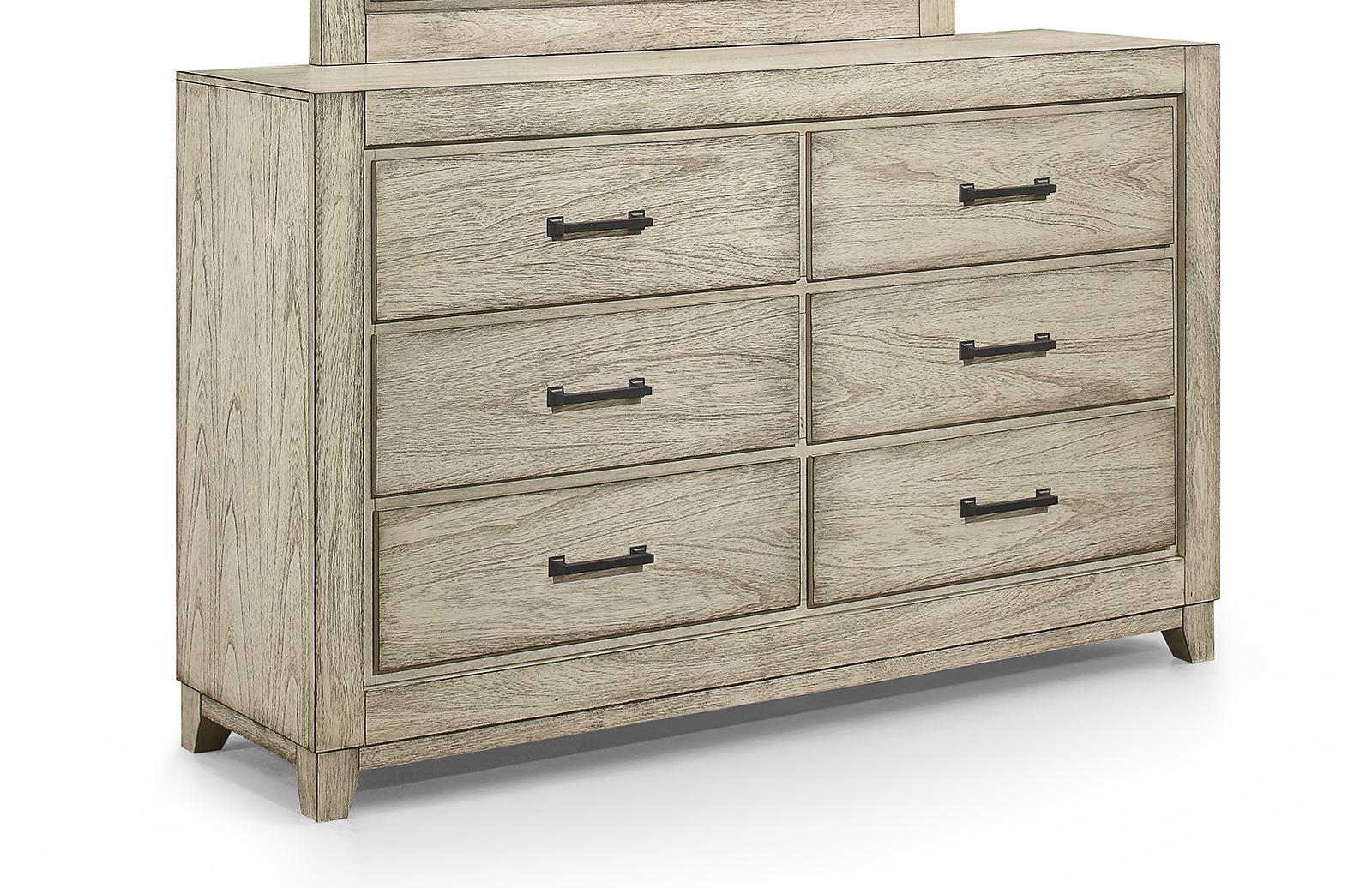 New Classic Furniture Ashland 6 Drawer Dresser in Rustic White - Ideal Furniture (Fresno,CA)