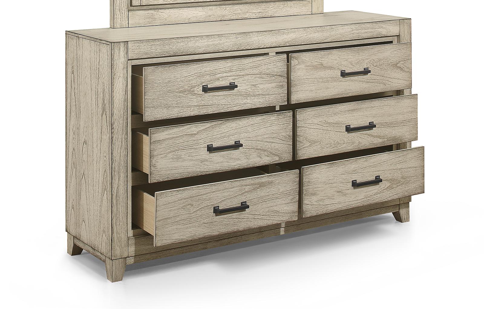 New Classic Furniture Ashland 6 Drawer Dresser in Rustic White - Ideal Furniture (Fresno,CA)