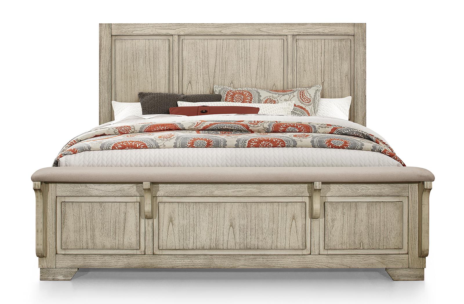 New Classic Furniture Ashland California King Panel Bed in Rustic White - Ideal Furniture (Fresno,CA)