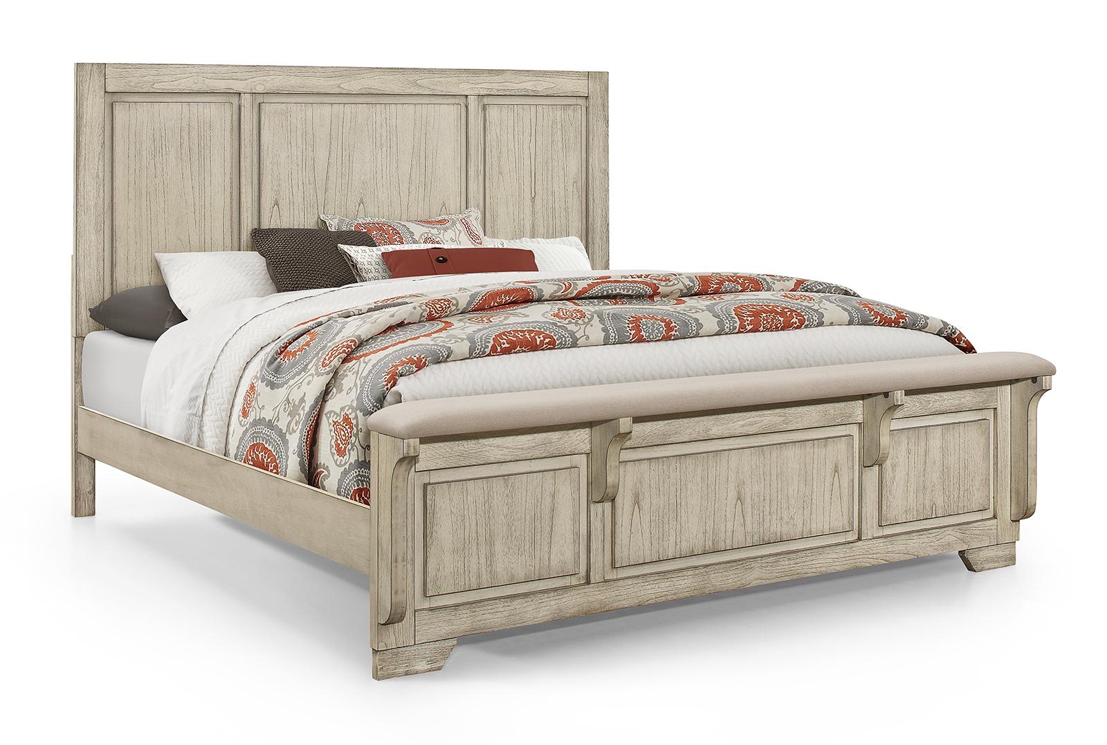 New Classic Furniture Ashland King Panel Bed in Rustic White - Ideal Furniture (Fresno,CA)