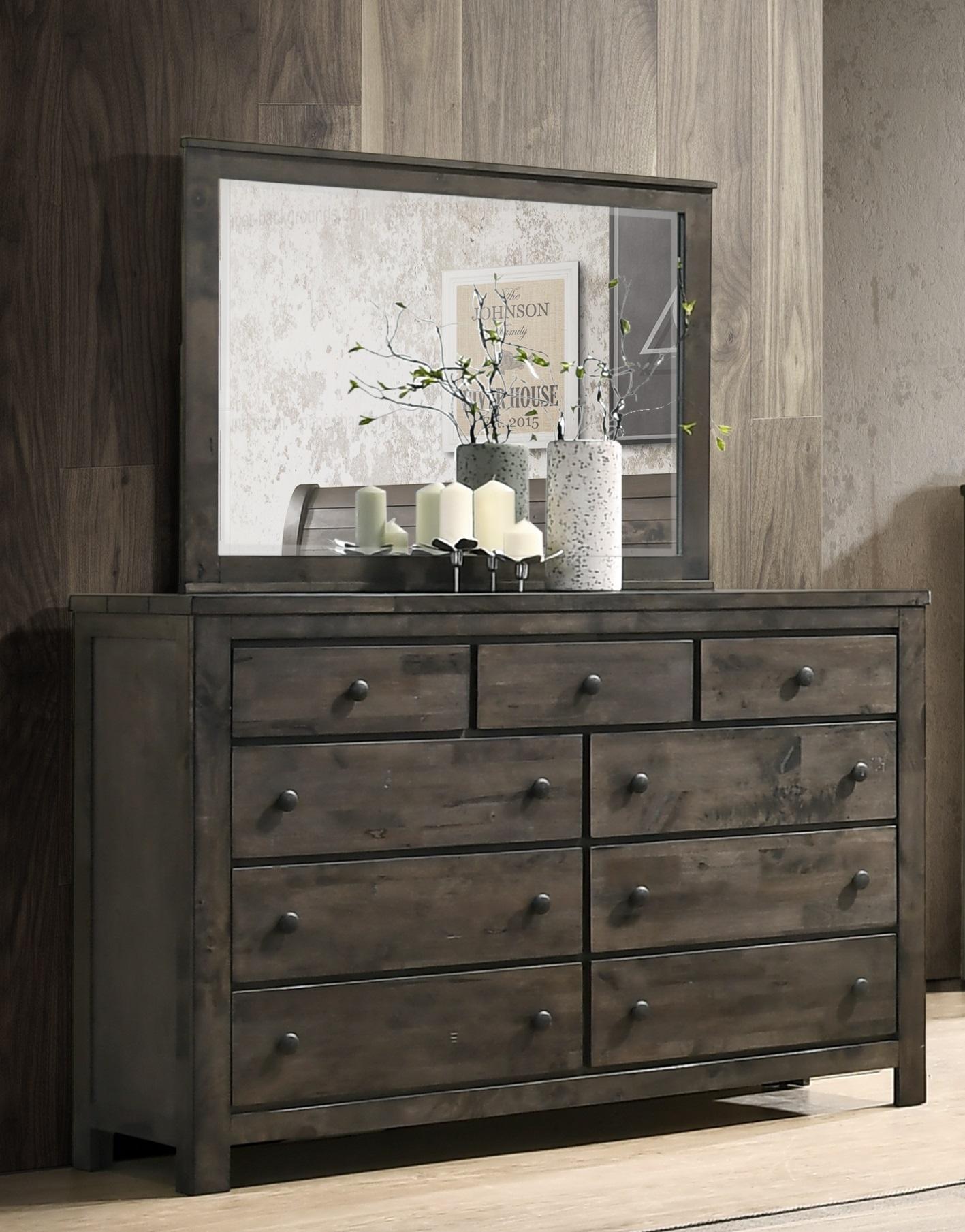 New Classic Furniture Blue Ridge Mirror in Rustic Gray - Ideal Furniture (Fresno,CA)